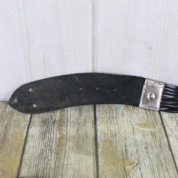 Black Leather Embellished Medallion Unique Adjustable Belt - Picture 8 of 9